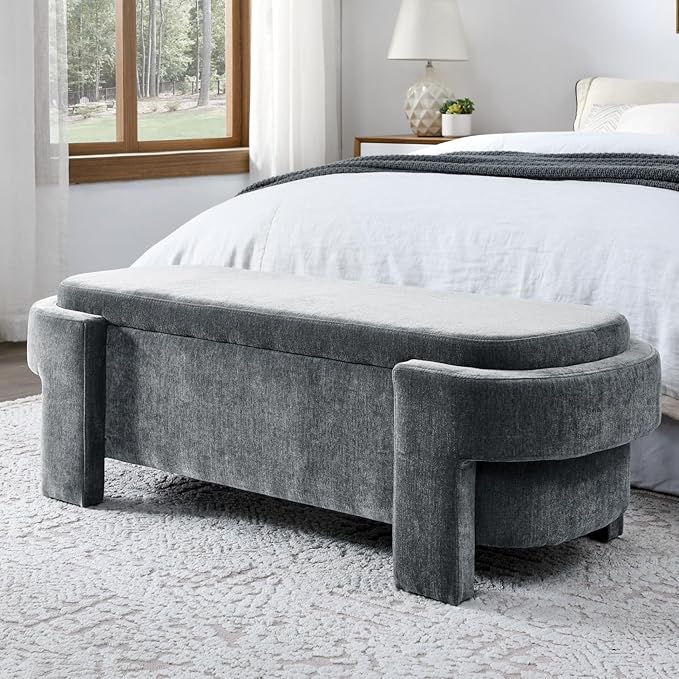 KEIKI 51" Linen Ottoman Bench - Image 5