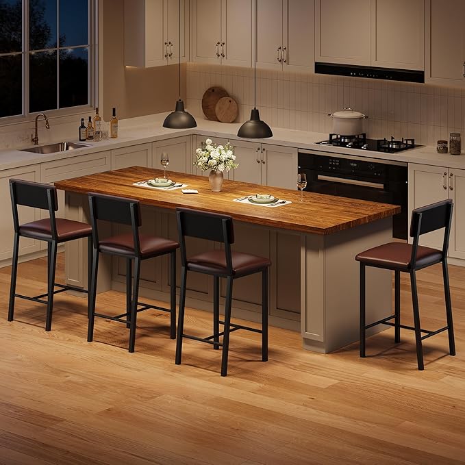 Garvee Bar Stools Set of 4, Kitchen Barstools - Image 5