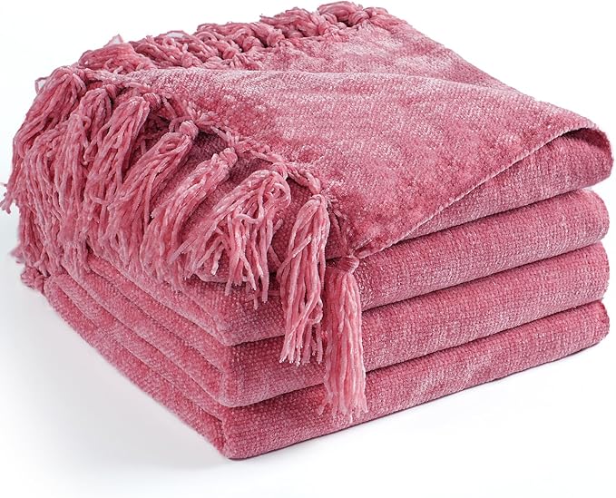 Chenille Throw Blanket for Couch 50"X 60", Soft Cozy Throws by LONGCREATE
