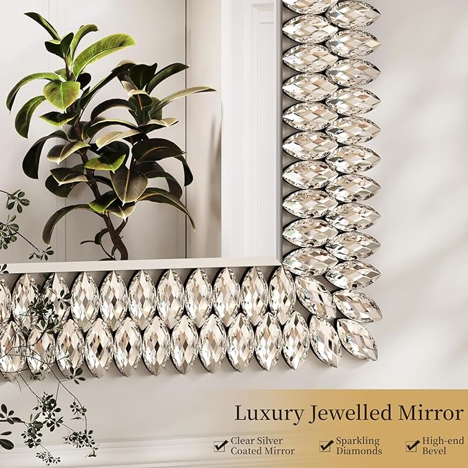 Kelly Miller 30"x40" Jeweled Bathroom Wall Mirror, Large Rectangle Mirror - Image 3