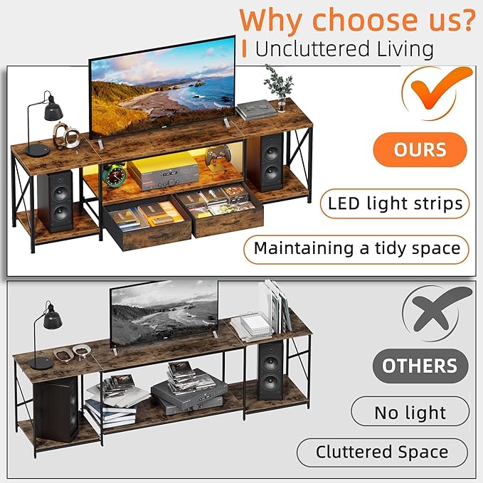 LED TV Stand with 2 Fabric Drawers - Image 5