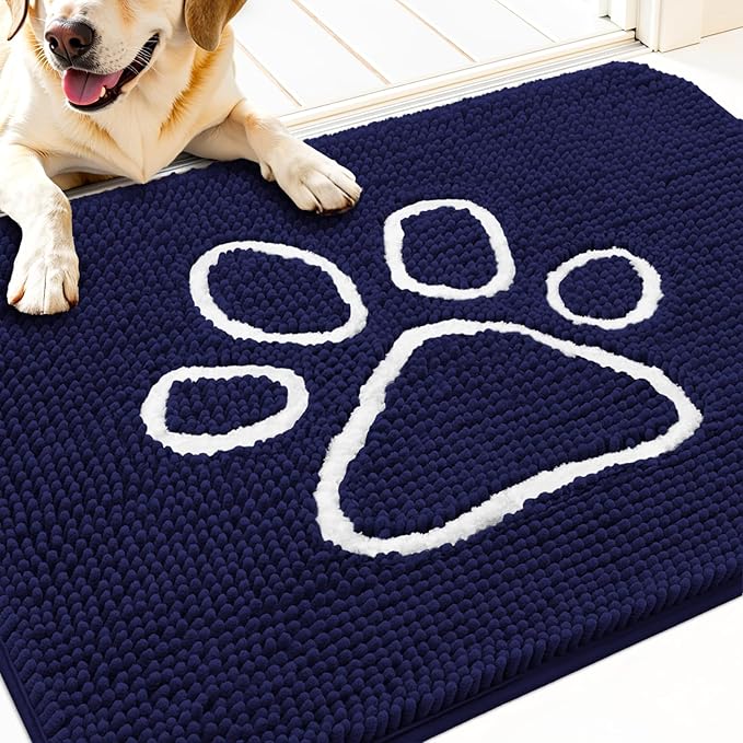 OLANLY Door Mat for Muddy Dog Paws 30x20, Ultra Absorbent Chenille Mud Doormat by OLANLY