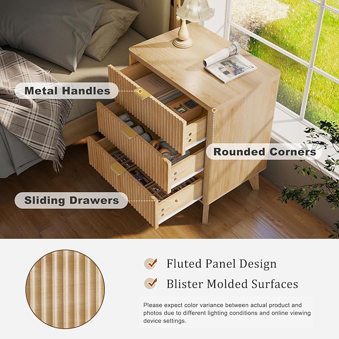 LYNCOHOME Fluted Nightstand - Image 4