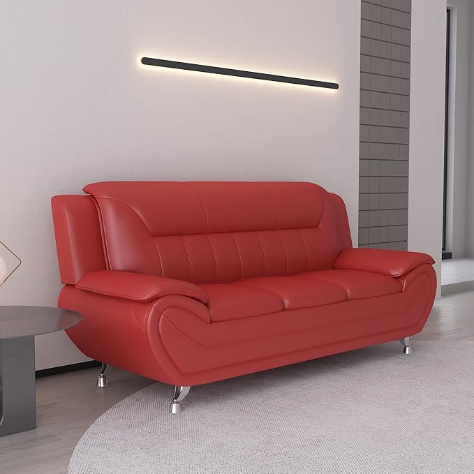 Container Furniture Direct Michael Modern Faux Leather Upholstered Stainless - Image 5
