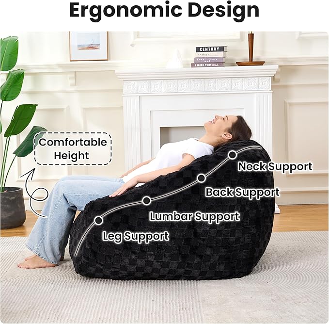 Bean Bag Chairs for Adults, Giant Beanbag Sofa Comfy Reading Chair, Oversized - Image 4