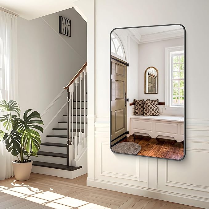 BONEWEI 60x36 inch Large Bathroom Mirror, Wall Mounted Bathroom Frame Vanity - Image 5