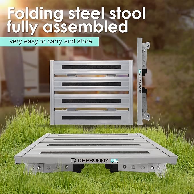 Adjustable Height Aluminum RV Step, Stable Foldable Platform Step Stool - Image 4