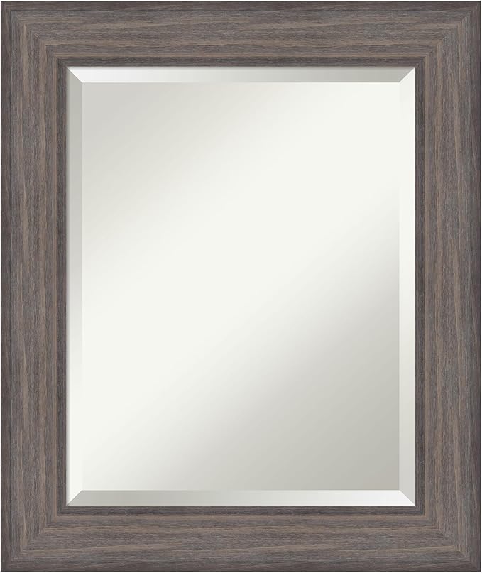 Amanti Art Grey Wall Mirror 25x21 Country Barnwood Rectangle Bathroom Mirror by AmantiArt
