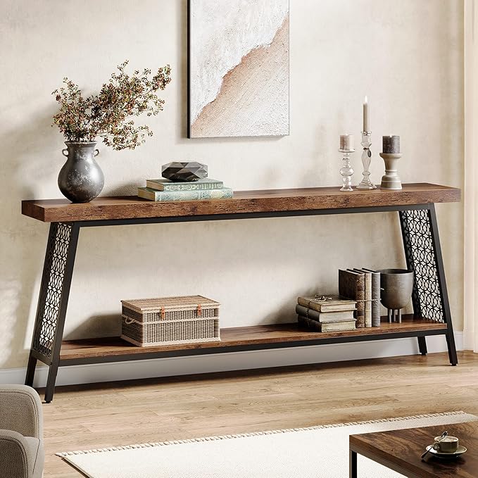 Tribesigns 70.9" Extra Long Console Table, 2-Tier Sofa Table - Image 7