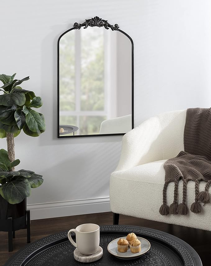 Kate and Laurel Arendahl Traditional Arch Mirror, 24 x 36, Antique Black - Image 3
