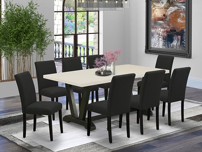 East West Furniture V627AB624-9 9 Piece Dining Table Set Includes a Rectangle - Image 2