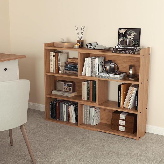 Open Shelf Low Bookcase, Wooden 4-Tier Floor Standing Expandable 25-47 inch - Image 5