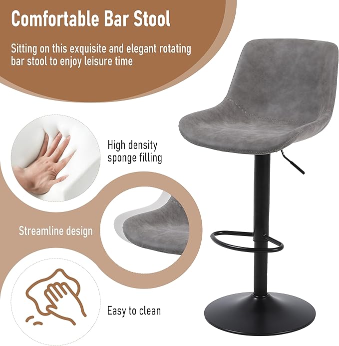 Bar Stools, Swivel Counter Height Barstools - Image 4