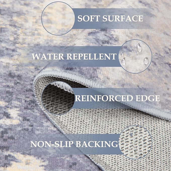 Washable Area Rugs 5'x7' Non-Slip Modern Abstract Soft - Image 2