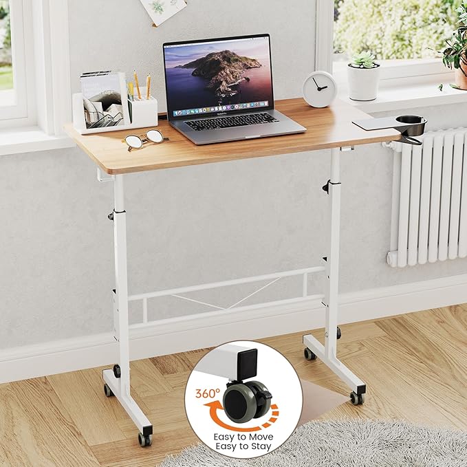 Hadulcet Portable Standing Desk, Rolling Desk Adjustable Height, Mobile Laptop - Image 9