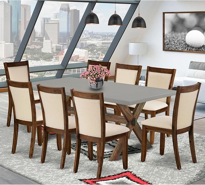 East West Furniture X797MZN32-9 9 Piece Dining Table Set Includes a Rectangle - Image 2
