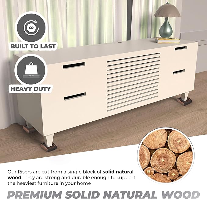 FASONLA Bed Risers, Furniture Risers Lifts Height 1", Solid Natural Wood Risers - Image 5
