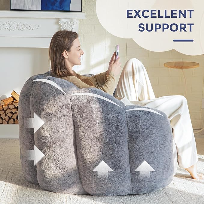 MAXYOYO Bean Bag Chair for Adults, Floral Shaped Bean Bag Sofa, Ultra Soft Faux - Image 9