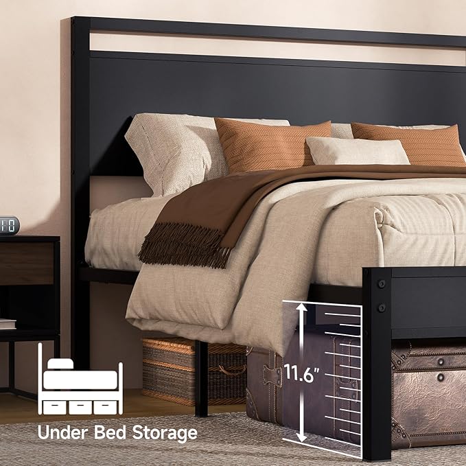 Z-hom Upgraded Full Size Bed Frame, Heavy Duty Metal Sturdy Full Bed Frame - Image 5