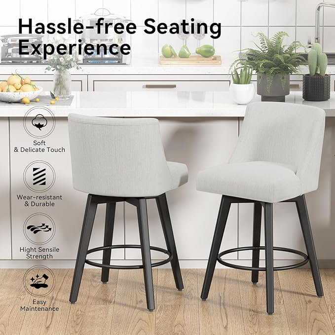 Counter Height Swivel Bar Stools Set of 2, 26 Inch Bar Stools - Image 4