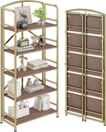 No-Assembly Folding Gold Bookshelf Storage Shelves 5 Tiers Vintage by THKKYHomeOfficeFurniture
