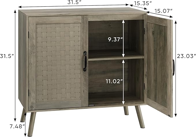 Smuxee Wood Sideboard, Freestanding Buffet Cabinet - Image 2