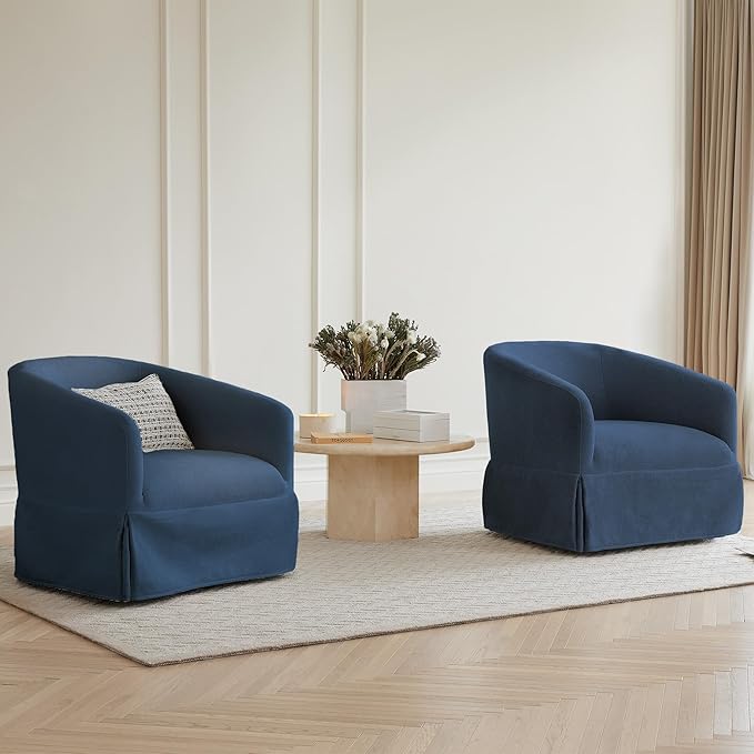 Swivel Accent Chair Set of 2, 360 Degree Performance Fabric Armchair Modern by Kislot