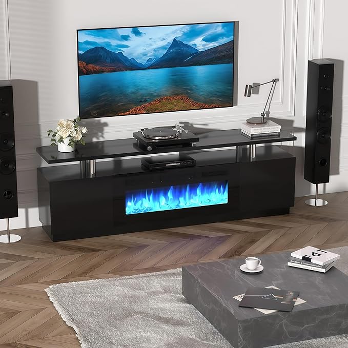 70" Fireplace TV Stand for TVs Up to 80", Entertainment Center - Image 7
