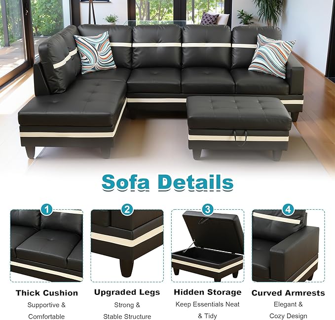 103.5" Oversized Sectional Couch, L Shaped Couch - Image 4