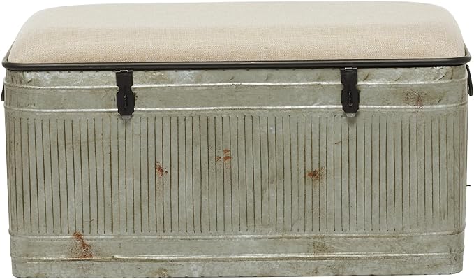 Deco 79 Metal Room Storage Bench Galvanized Entryway Bench by Deco79
