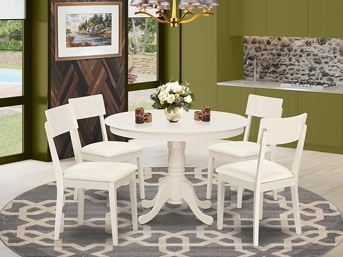 East West Furniture HLAD5-LWH-LC 5 Piece Dinette Set - Image 2