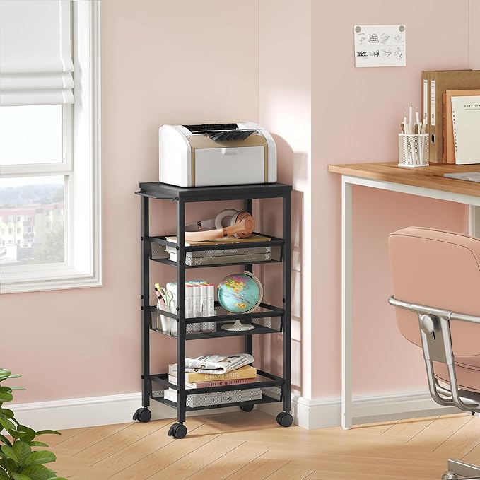 Hoctieon Rolling Storage Cart, 4-Tier Wide Panel Rolling Kitchen Storage Cart - Image 6