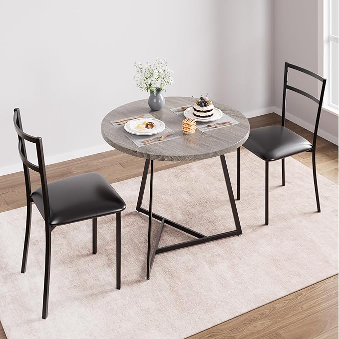 CABIHOME Dining Table Set for 2, Round Kitchen Table Set, Dining Table Set - Image 2