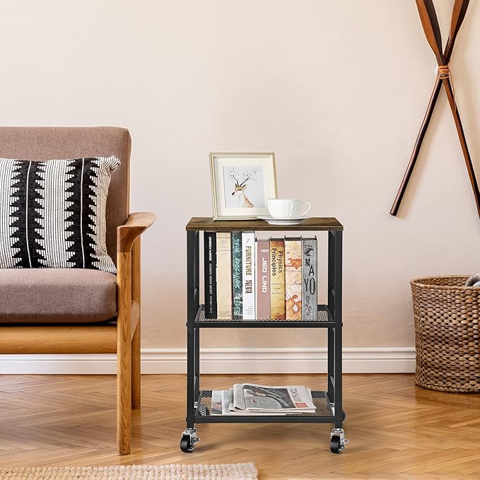 OYEAL Small Nightstand Industrial Square End Table - Image 7