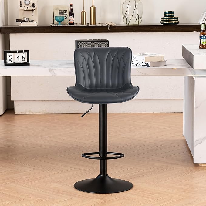 YOUNIKE Single Black Bar Stools Modern Swivel Counter Height Bar Chair by YOUNIKE