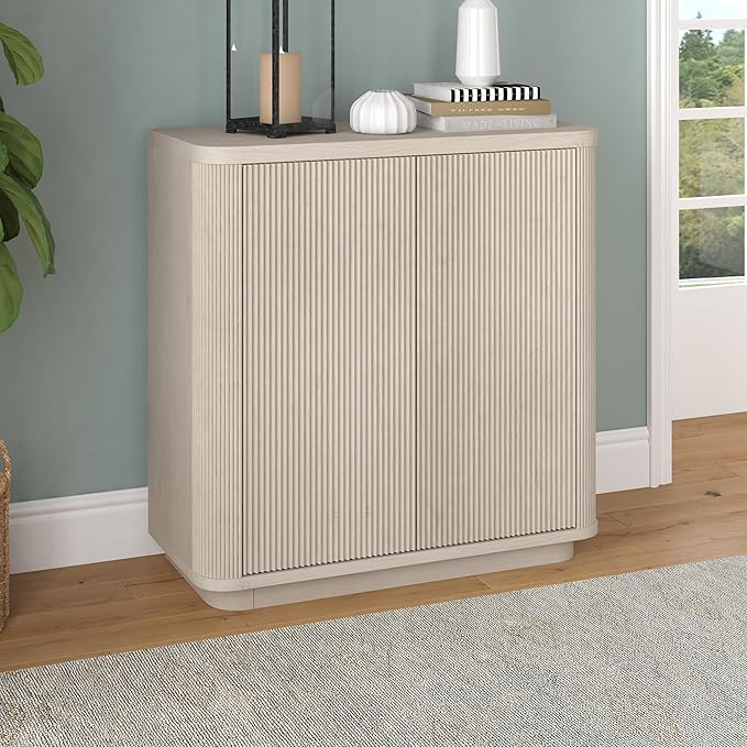 Henn&Hart 32" Wide Rectangular Accent Cabinet in Beech White, - Image 5