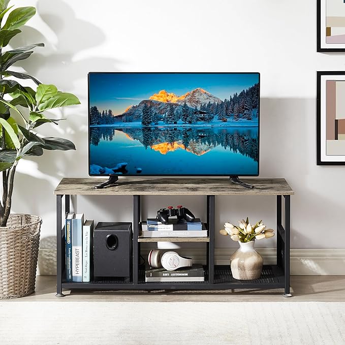 VECELO TV Stand Up to 50 Inches, 39 Inch Industrial Entertainment Center Media - Image 2