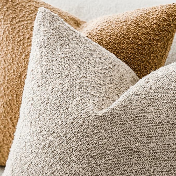 Foindtower Set of 2, Decorative Textured Boucle Throw Pillow Covers Accent - Image 4
