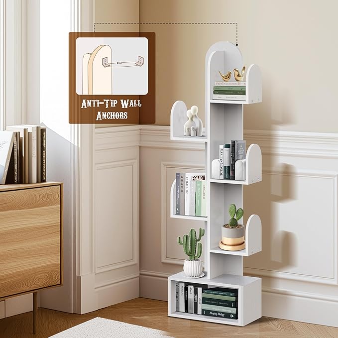 Cactus Tree Bookshelf, 5-Tier Wood 50" Tall Storage Rack - Image 6