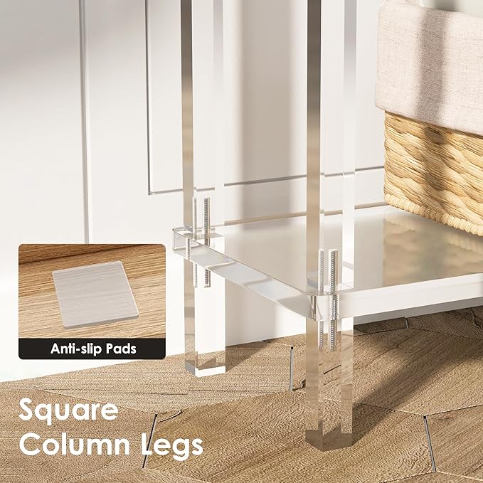 Sleek Modern 2-Tier Acrylic Console Table, 39.4" L x 7.6" W x 31.5" H - Image 7