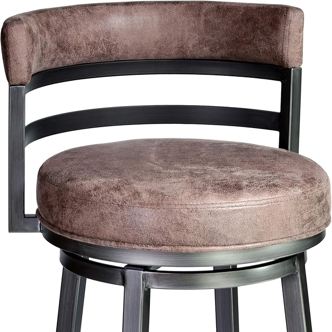 Armen Living Madrid 26" Seat Height Swivel Bandero Tobacco Faux Leather and - Image 4