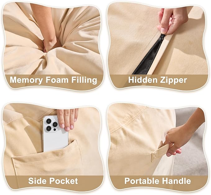 Hobestluk 4FT Bean Bag Chair Giant Bean Bag Chairs - Image 6