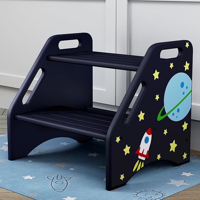 AMBIRD Toddler Step Stool, Space Wooden Two Step Stool by AMBIRD