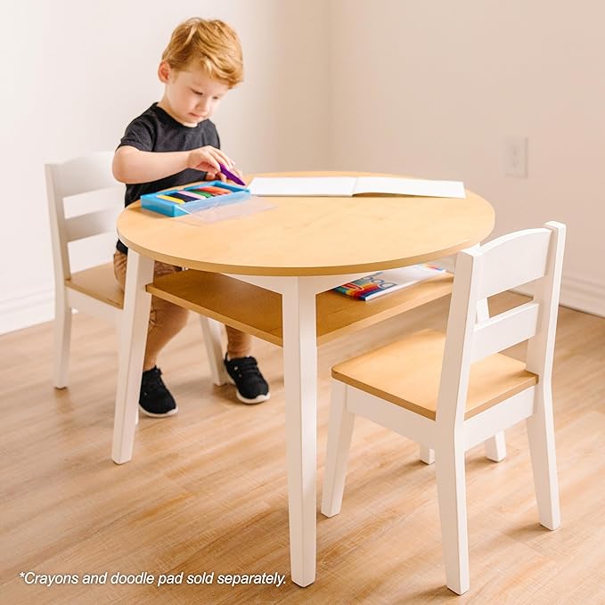 Melissa & Doug Wooden Round Table and 2 Chairs Set – Kids Furniture - Image 2