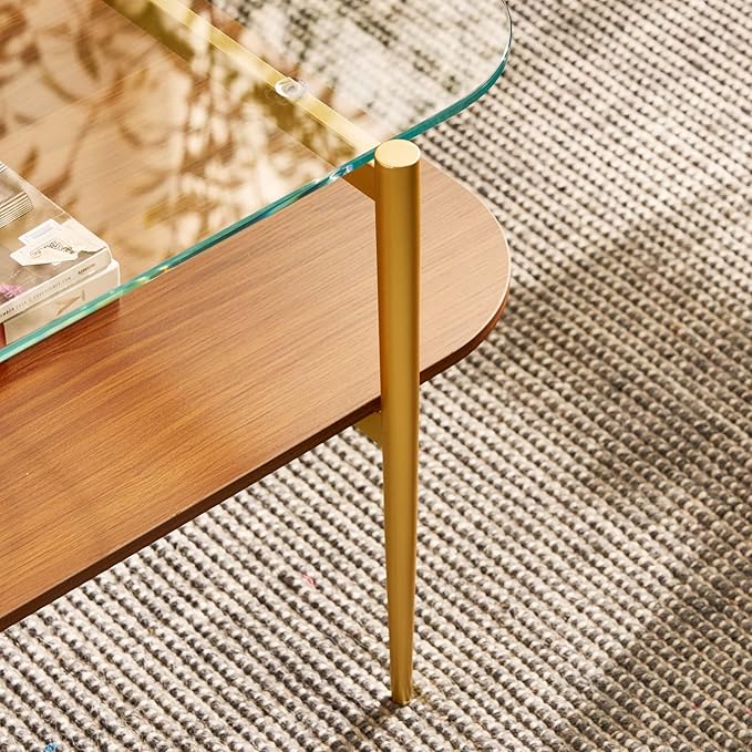 AGV LIGHTING Tadio Glass Coffee Table, Mid-Century Modern Coffee Table - Image 8