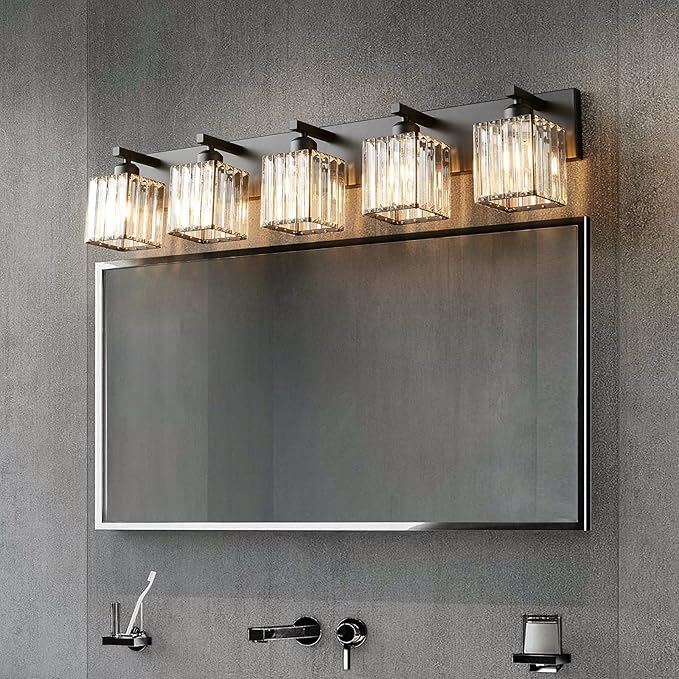 Modern Black Crystal Bathroom Vanity Light - Image 4