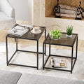 VILAWLENCE Coffee Table Set of 2, Modern Grey Patterned Glass Side Table by VILAWLENCE