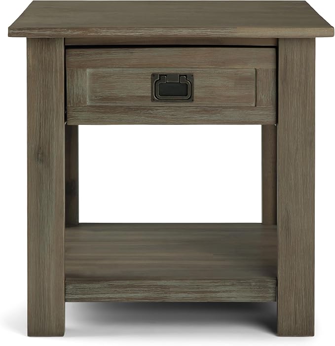 SIMPLIHOME Monroe SOLID ACACIA WOOD 22 inch Wide Square Rustic End Table in - Image 5
