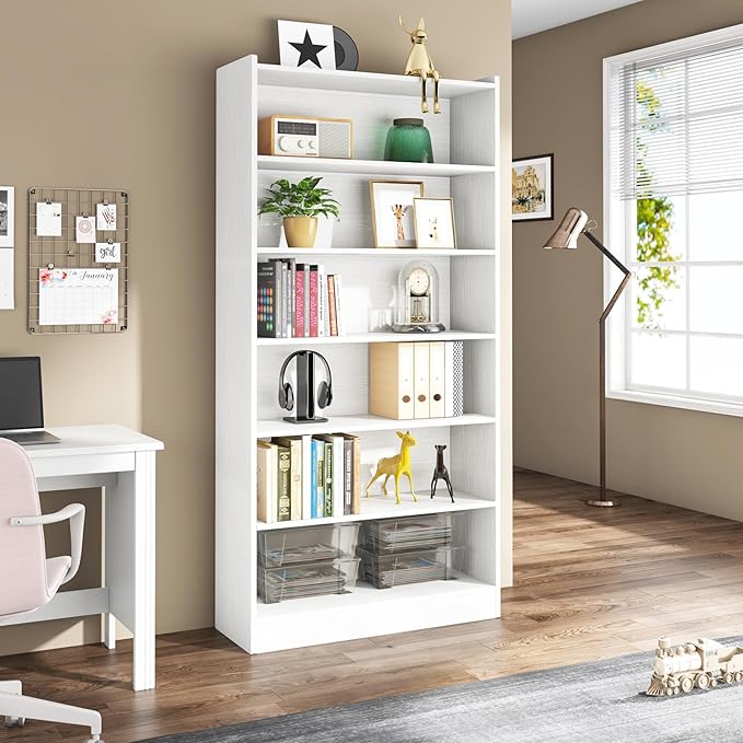 Tribesigns 78-inch Tall Bookcase, Modern 7-Tier White Library Bookshelf - Image 3