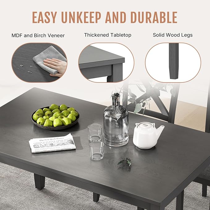 6-Piece Wooden Dining Table Set, Dining Table Set - Image 3